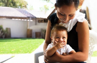 Mom happy with baby