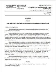 Resolution CD62.R8 -Plan of Action on Noncommunicable Disease Prevention and Control  2025–2030